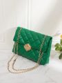 Quilted Detail Flap Chain Square Bag