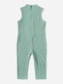 SHEIN Baby Ribbed Knit Sleeveless Jumpsuit