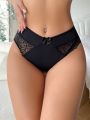 Contrast Lace Bow Front Panty