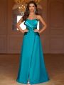 SHEIN Belle Satin Panel Belted Strapless Prom Dress