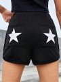 Teen Girls' Casual Star Patterned Pocketed Shorts With Back Design