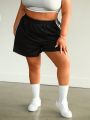 SHEIN CURVE+ Plus Size Color Block Striped Elastic Waist Shorts