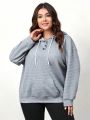 Plus Size Women'S Hooded Sweatshirt With Textures