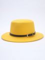 European & American Vintage Multicolor Flat Top Fedora Hat Wide Brim Hat, Autumn And Winter