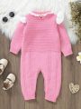 Infant's Love Heart Patterned Ruffle Edge Sweater Jumpsuit