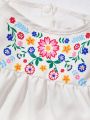 PETSIN White Floral Print Bohemian Style Pet Skirt With Countryside Flair