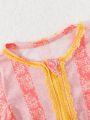 Infant Girls' Printed Zipper Front Long Sleeve Jumpsuit