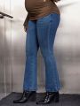 SHEIN Maternity Wideband Waist Flare Leg Jeans