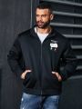 Manfinity Homme Men's Plus Size Zipper Jacket With Text Print