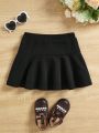 SHEIN Kids EVRYDAY Young Girl's Casual And Comfortable Solid Color Skirt