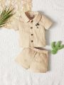 SHEIN Newborn Baby - Simple Top And Shorts Set
