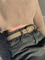 DAZY Khaki PU Leather Buckle Belt