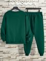 Men's Solid Color Sweatshirt And Jogger Pants Two Pieces Set