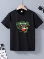 Boys' Basketball & Letter Printed Short Sleeve T-shirt