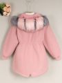 Girls' Long Hooded Coat With Collar