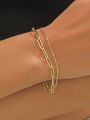 2pcs Minimalist Gold-color Chain Link Bracelet Set For Women's Daily Wear