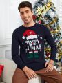Manfinity Homme Men Christmas Santa Claus & Slogan Graphic Sweater