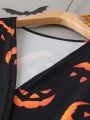 SHEIN LUNE Plus Halloween Print Open Front Coat