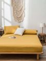 3pcs Yellow Brushed Bedding Sheet Set