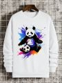 Boys' Football & Panda Printed Fleece Hoodie, For Big Kids