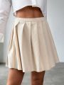 SHEIN Essnce Corduroy Pleated Mini Skirt