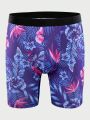 5pcs/Pack Men's Underwear With Plant Print Boxer Shorts