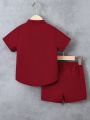 Toddler Boys' Rose Print Button-Down Shirt And Shorts Set