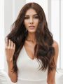 Halloween 13*4*1 body wave T part wigs synthetic hair Mix Brown Glueless lace wigs pre plucked Middle Part Hairline Natural Looking Daily Party Wear