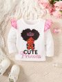 Baby Girls' Cute Letter Printed Round Neck Long Sleeve T-Shirt Top