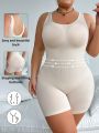 Women's Plus Size Seamless Knitted Apricot Color Shapewear Romper With Camisole Top, Wedding Season