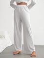 SHEIN Leisure Solid Color Elastic Waist Loose Home Wear Pants