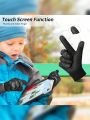ATARNI Kids Thickened Fleece Winter Sports Gloves Touch Screen Warm Gloves Children Full Palm Non-slip Camouflage Printing Running Cycling Gloves for Boys and Girls Aged 6-12