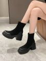Women's Fashionable Patchwork Round Toe Knee-high Boots