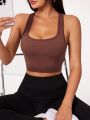 SHEIN Yoga Basic Solid Color Slim Fit Cropped Sports Tank Top