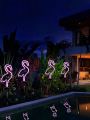 2pcs/1pc Solar neon Flamingo garden lights, neon pink flamingo lighting, waterproof outdoor path post lights, birthday party wedding Christmas decorative lights, garden, yard, lawn, park, walkway, path decoration, gifts for close friends and friends