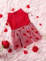 PETSIN Valentine's Day Red Mesh Heart Design Pet Dress