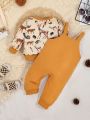 Baby Boy Animal Print Sweatshirt And Overalls Two-Piece Set