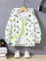SHEIN Kids EVRYDAY Boys' Casual Hooded Jacket With Night Light Video Game Pattern Design