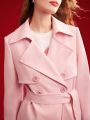 MOTF PREMIUM WOVEN WOMEN'S BELTED DOUBLE BREASTED TRENCH COAT