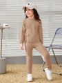 SHEIN Little Girl's Cute Long-Sleeved Bow Sweater Suit