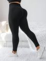 Yoga Basic Plus Size Seamless High-Waisted Sports Leggings For Women