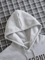 Men'S Printed Kangaroo Pocket Hooded Sweatshirt With Warm Lining