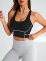 Running Contrasting Seam Racerback Work Out Bra