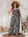 SHEIN VCAY Plus Size Leopard Printed Camisole Top + Pants Two Piece Set