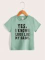 SHEIN Kids EVRYDAY Young Boy Casual Letter Print T-Shirt