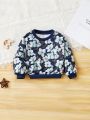 SHEIN Baby Girl Floral Print Round Neck Pullover Sweatshirt
