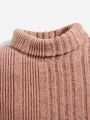 SHEIN Baby Turtleneck Ribbed Knit Top