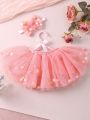 Newborn Baby Girls' Mesh Fluffy Tulle Skirt With Hairband Photography Props Set