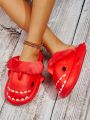 Detachable Shark Shaped Warm Slippers With Soft Anti-slip Sole For Autumn And Winter, Couple's Plush Slippers For Women