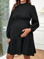 SHEIN Maternity Frill Trim Ruffle Hem Dress